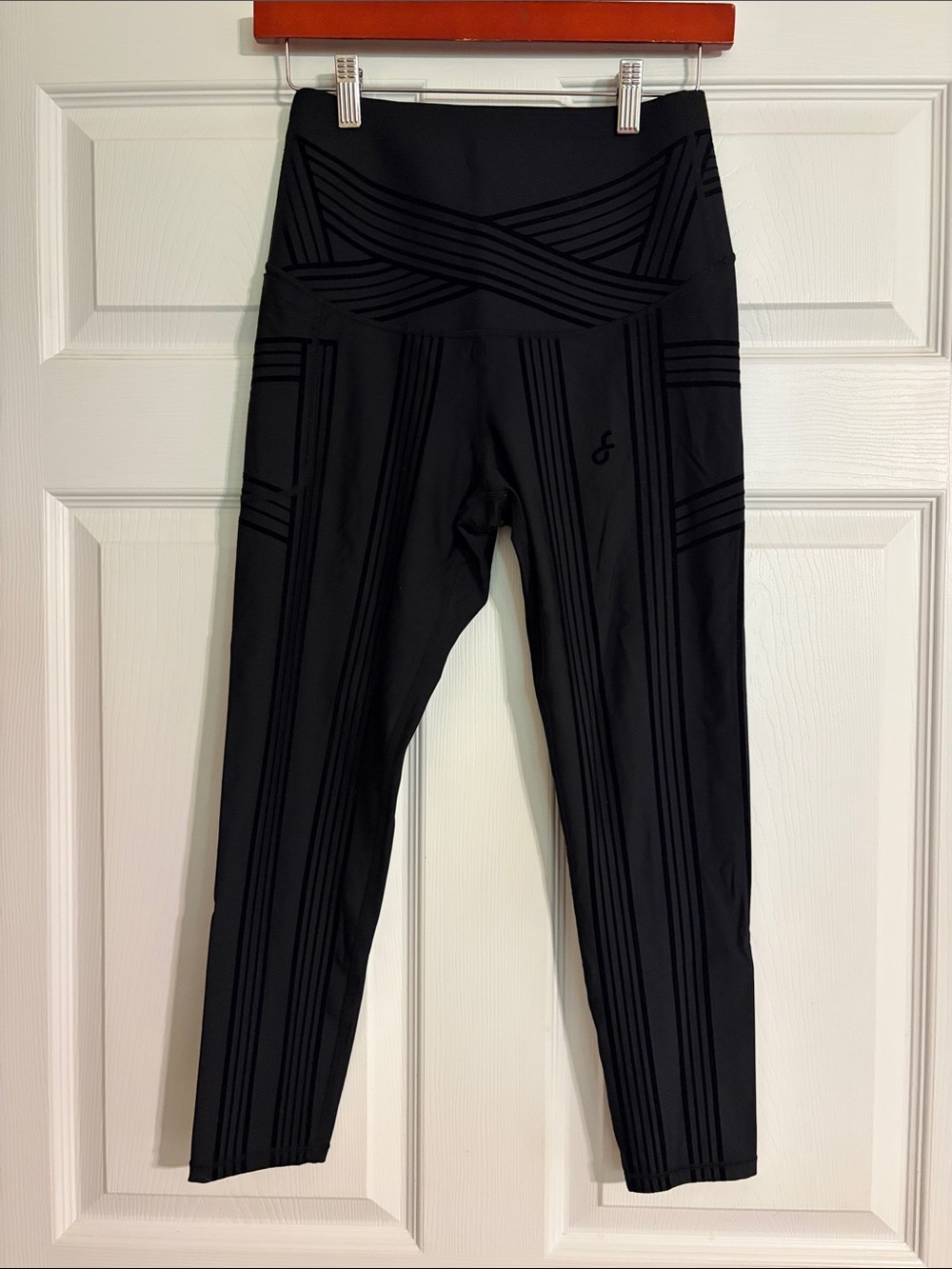 Fanka PowerBand Resistance Leggings Black Crossover Waistband 7/8 length